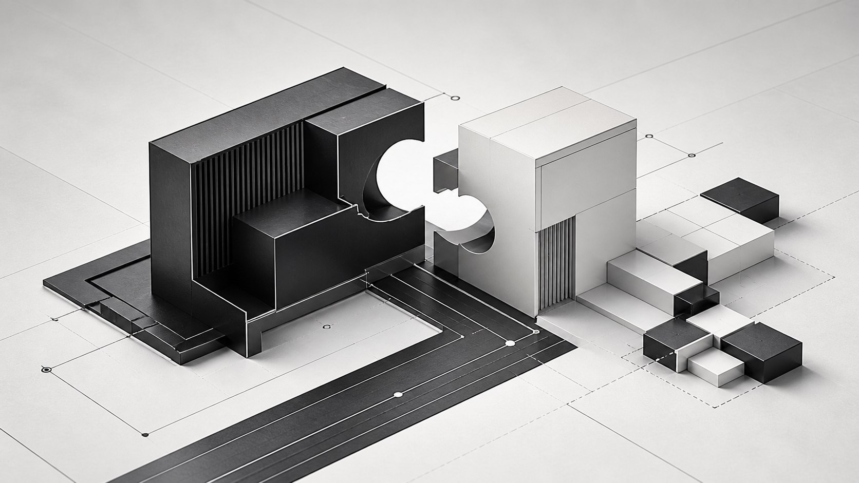 Two complementary engineering structures joining around a shared product roadmap