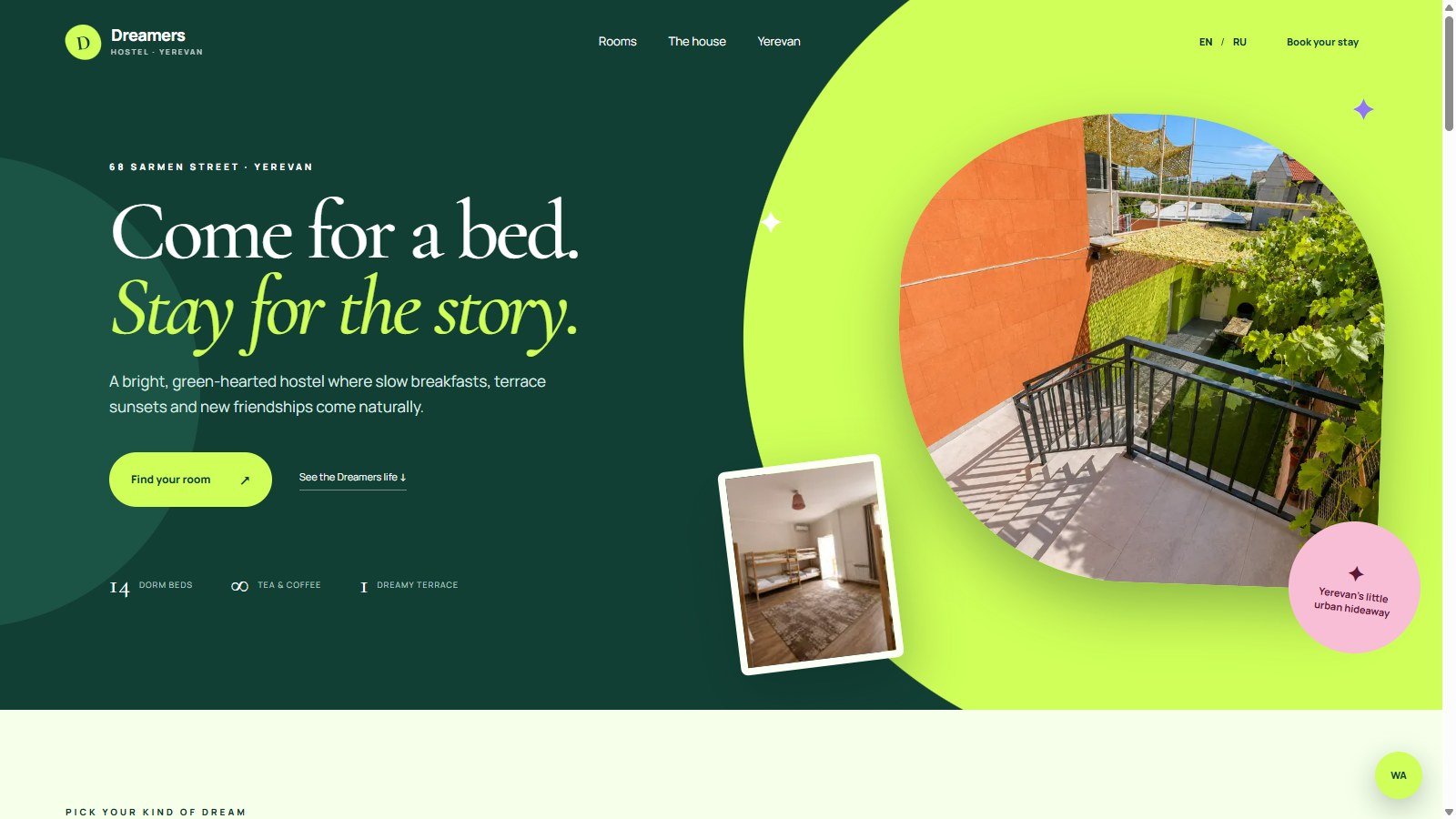 Dreamers Hostel digital product — Yerevan, Armenia